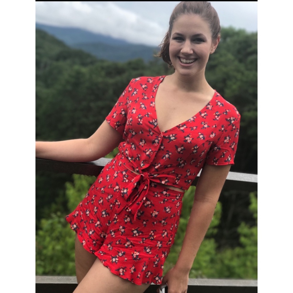 Red Floral Co-Ord Set